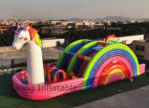 Wholesale EN71 0.55 Mm PVC Unicorn Bouncer Inflatable Rainbow Dry Slide from china suppliers
