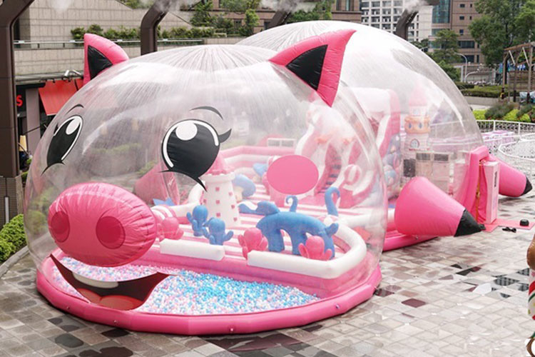 Wholesale Commercial Pink Pig Inflatable Playground With Bubble Tent Cover from china suppliers