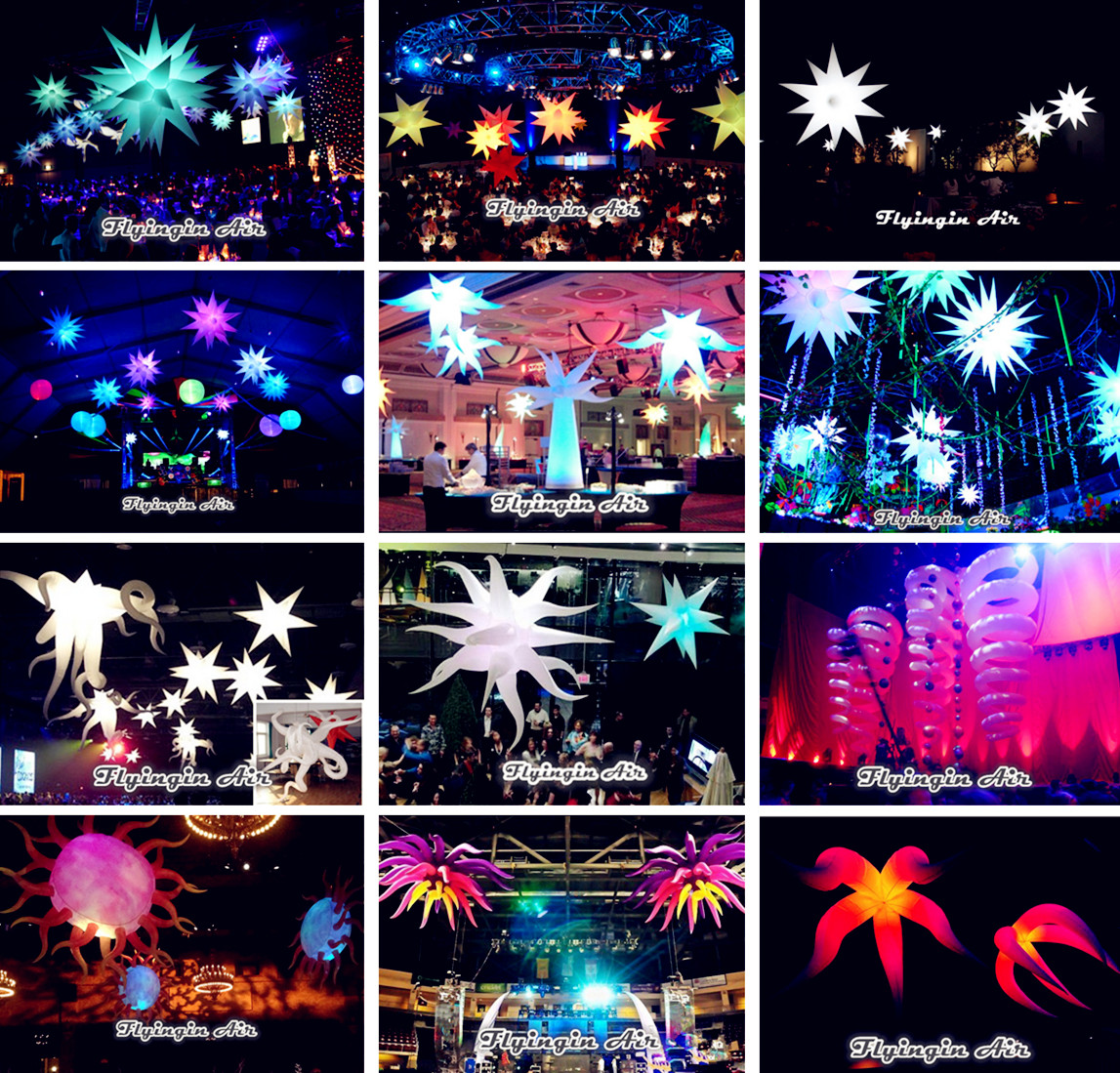 Decorative Party Light Inflatable Star with 16 Colors LED Light for Wedding and Stage