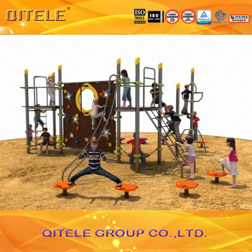 Quality QITELE Climbing Wall Kids Outdoor Gym Equipment With Aluminum / Galvanized Post Material Parts for sale