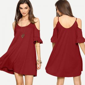 Wholesale High Quality Clothes for Women O-neck Mini Dress Ruffle Women Big Sizes from china suppliers