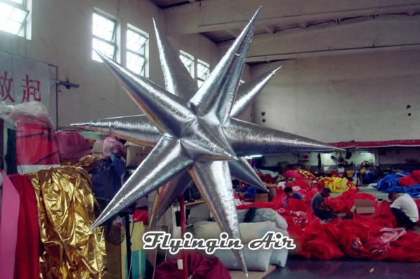 Shiny Silver Inflatable Star Inflatable Led Light for Conferences