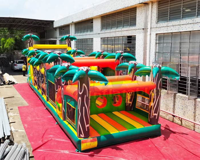 Wholesale Long Palm Tree Bouncy Castle Inflatable Obstacle Course 13.2X4.7X3 M from china suppliers