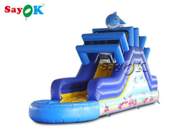 Quality 9.3x2x3.5mH Commercial Dolphin Inflatable Big Water Slides for sale