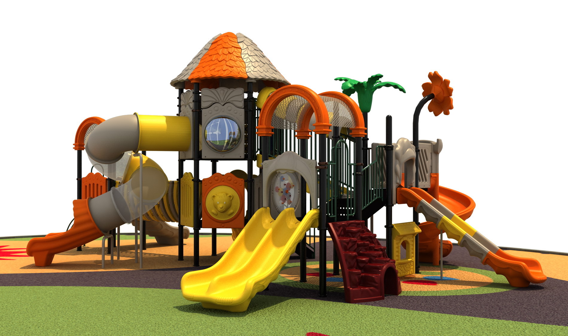 Quality Qitele factory price kids outdoor playground equipment commercial play set for amusement park,school,kindergarten for sale