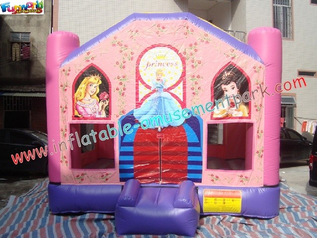 Wholesale 0.55mm PVC Tarpaulin Kids Pink Princess Inflatable Moonwalk Commercial Bouncy Castles from china suppliers