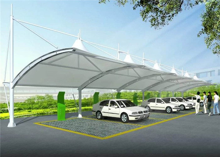 Wholesale Waterproof PVDF Coated Metal Cantilever Car Parking Shade from china suppliers