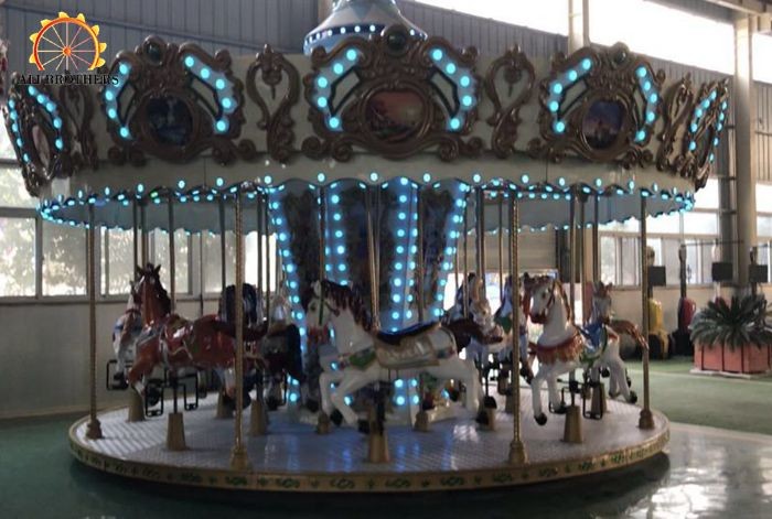 Buy cheap Upper Transmission Amusement Park Carousel 16 Seats Fiberglass And Steel from wholesalers