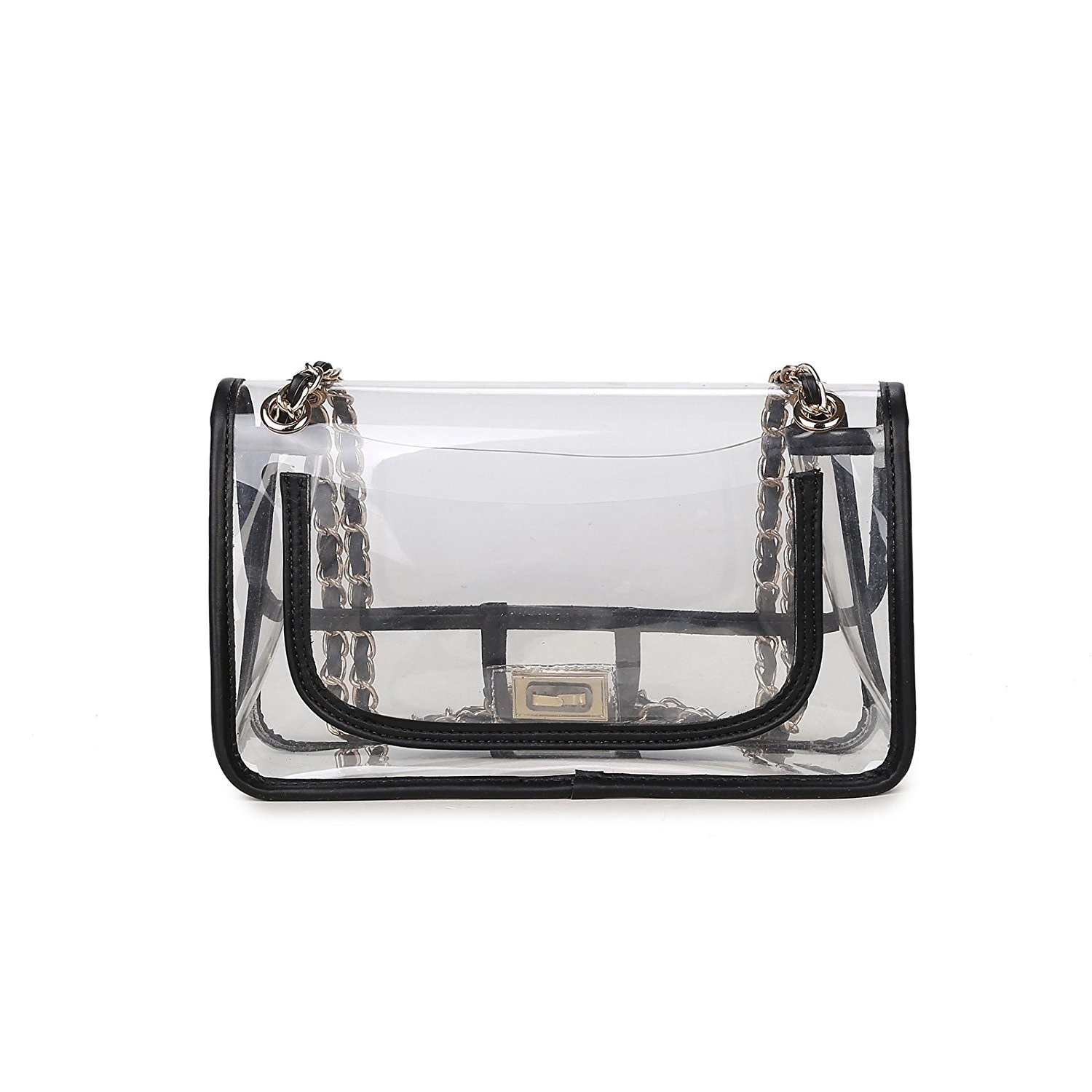 Women Transparent See-Through Purse With Chain Shoulders Evening Handbag Cross for sale