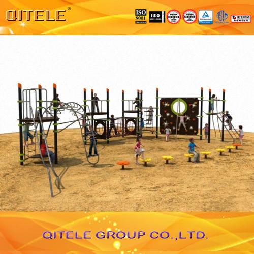 Quality Physical Activity Kids Play Equipment Outdoor Abrasion Resistant Rope Bridge And Climbing Wall for sale