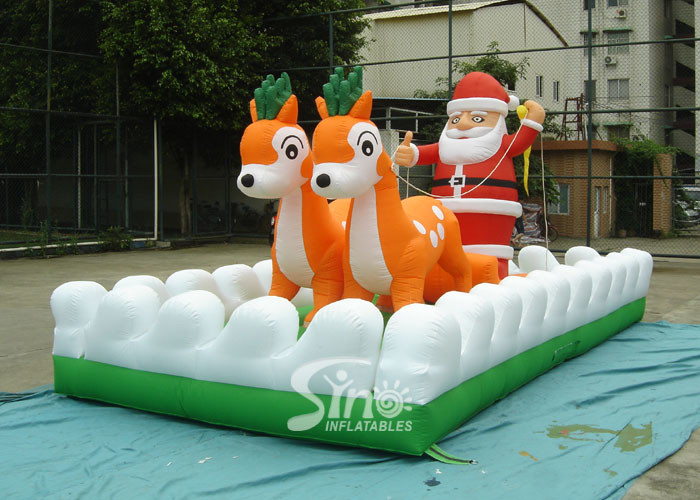China Outside Christmas Inflatables Jingle Bells / Father And Reindeers Running Together on sale