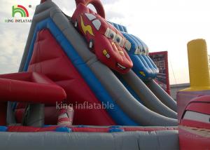 Wholesale Red Car Cartoon Inflatable Dry Slide Double Lanes For Boys / Kids Outdoor Playground from china suppliers