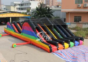 Wholesale 6 Lane Color Run Adults Inflatable Obstacle Course With 2 Hill Slides For Outdoor 5K Sports Activities from china suppliers