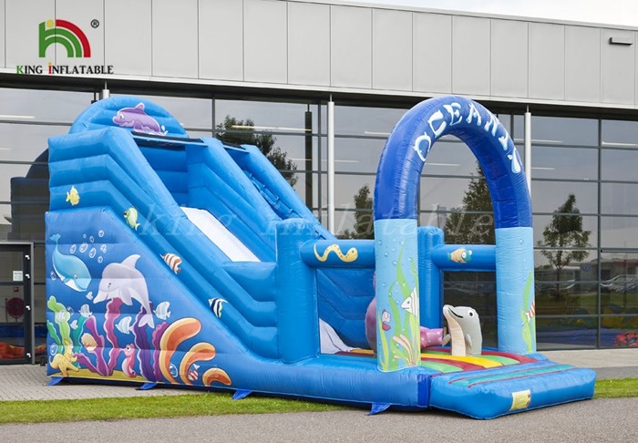Wholesale Durable PVC Inflatable Dry Slide Digital Printed Blue Oceanic With CE Blower from china suppliers