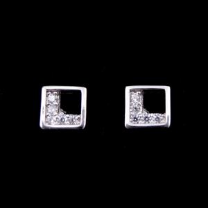 Wholesale Square Silver Cubic Zirconia Earrings Silver Jewellery Stub With AAA CZ from china suppliers