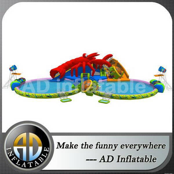 Inflatable water slide and trampoline aqua fun inflatable water park