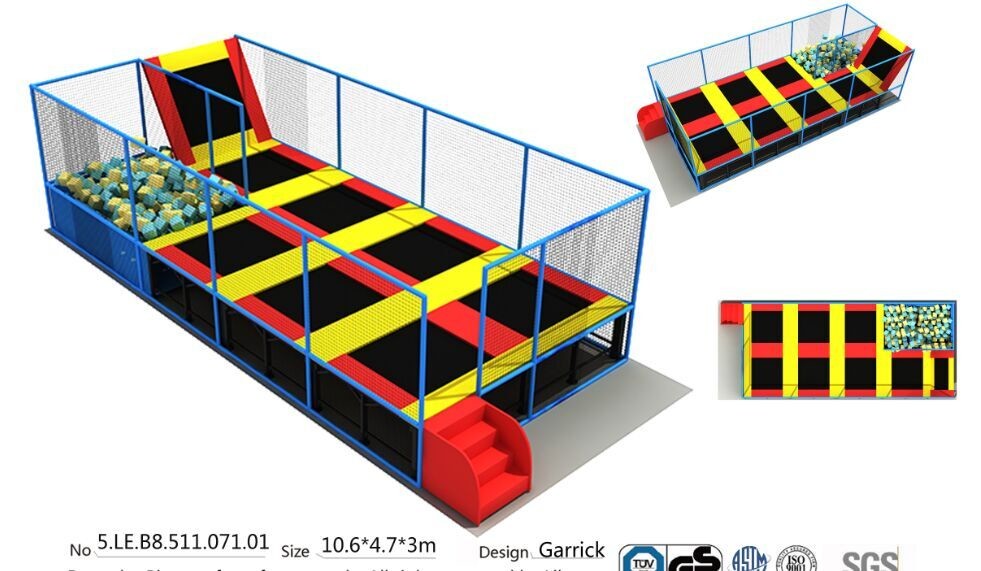 China Sports Trampoline Park 49M2 Small Size Indoor Trampoline Colorful Bounce for Kids and Adults