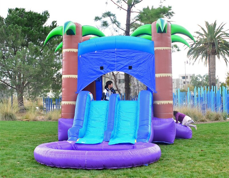 Wholesale Colorful Inflatable Palm Tree Screamer Water Slide 0.55mm Plato PVC Material from china suppliers