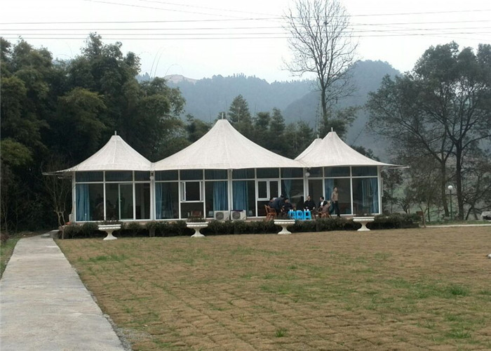 Wholesale Semi Permanent Luxury Resort Tents 1050g PVDF Membranes Three Peaks Material from china suppliers