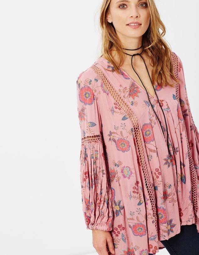 Wholesale Boho Style Women Floral Printed Blouse from china suppliers