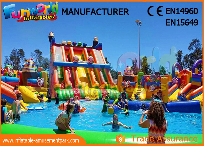 Buy cheap Outdoor Inflatable Water Parks Slide With Pool One Year Warranty from wholesalers