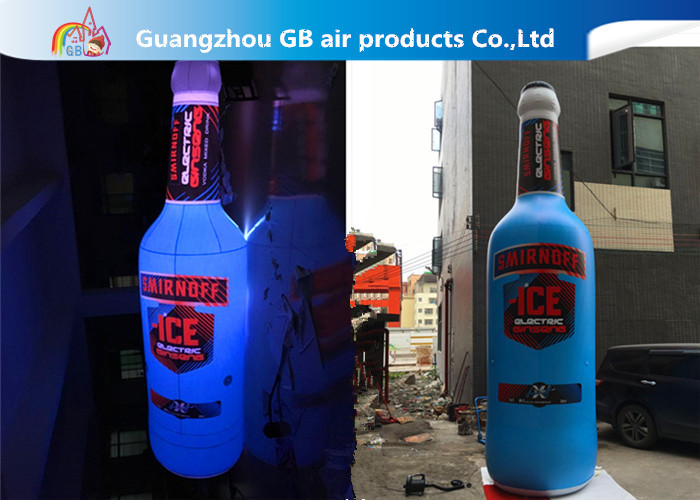 Giant 5mH PVC Airtight Promotion Inflatable Olmeca Drink Bottle With Led Light