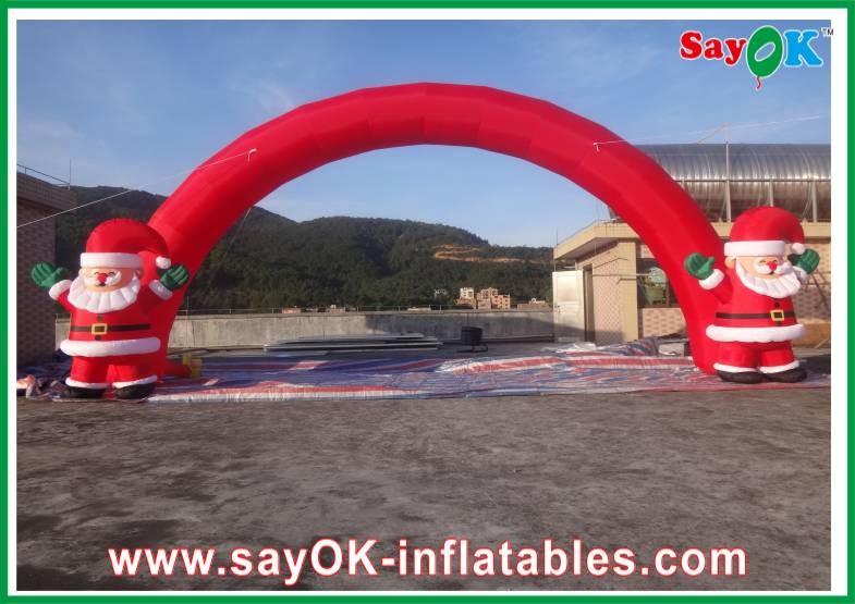 China Oxford Cloth Red Christmas Inflatable Arch , Inflatable Christmas Archway on sale