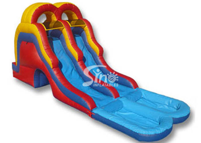 Quality 5 mts high double lane kids inflatable water slide with big water pool for sale