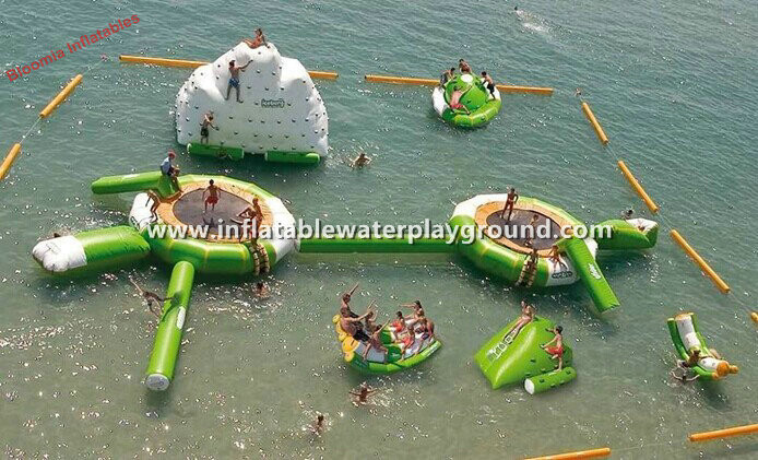 Quality Inflatable Floating Water Parks With Saturn Rocker, 20m Width Blow Up Water Games for sale