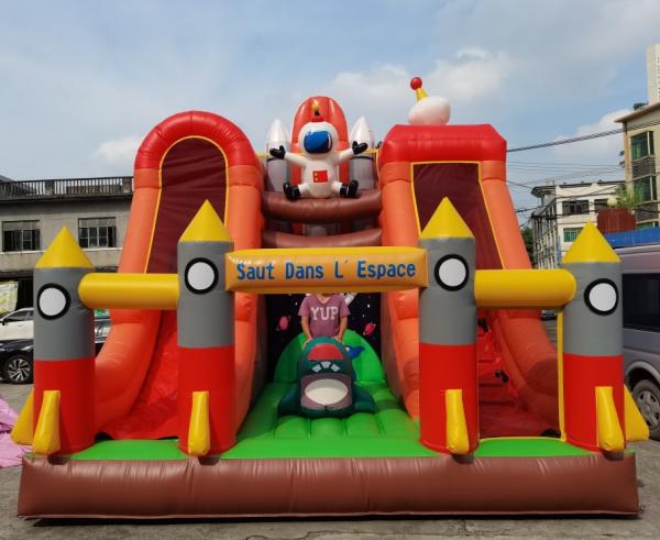 Quality 5mLX5mWX6mH Inflatable Jumping Bouncing Castles Rocket Slide For Children Party for sale