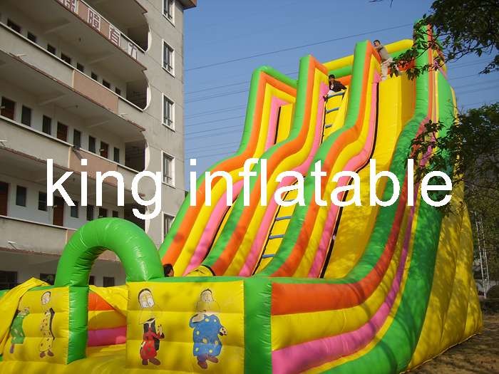 Wholesale Giant Double Lane Inflatable Dry Slide Colorful Cartoon Printing For Amusement Park from china suppliers