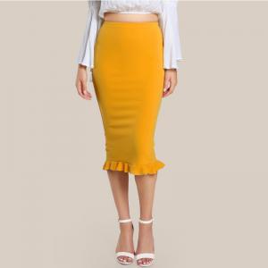 Wholesale Fashion 2018 Yellow Package Hip Pencil Office Skirts Women from china suppliers