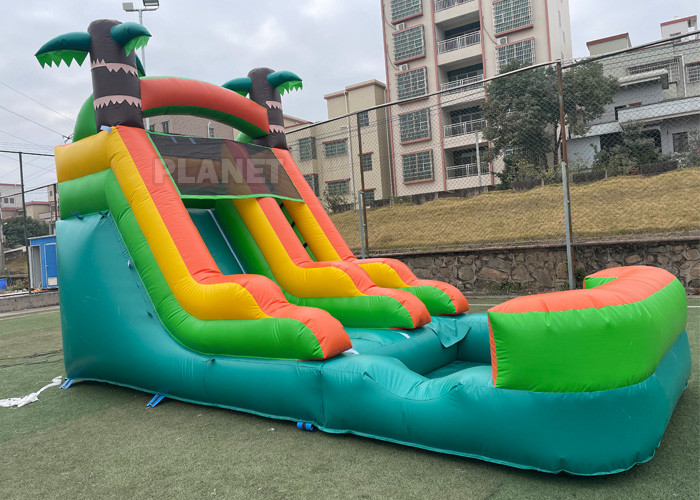 Quality Anti UV Outdoor Adults Commercial Vinyl inflatable water slide rental backyard Tropical inflatable water slide for sale