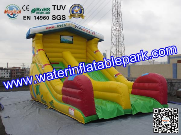 Quality Yellow Super Fun Hire Inflatable Slide With family theme parks for sale