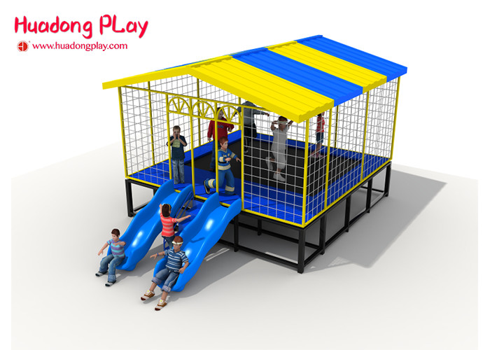 Wholesale Combined Trampoline Park Equipment ,  25 Sqm Square Trampoline With Slide Roof from china suppliers