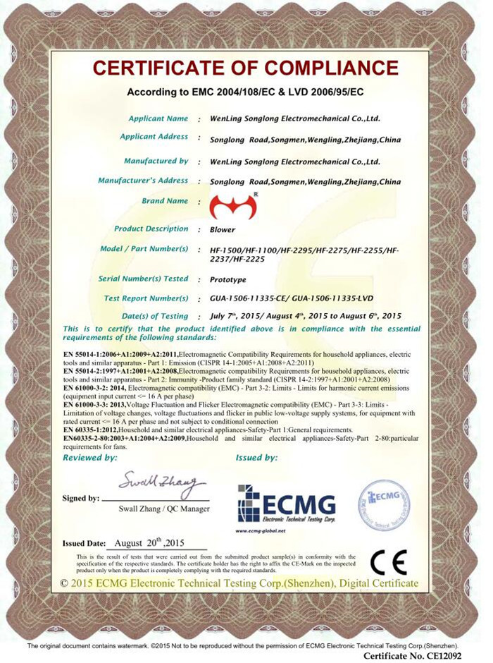 Guangzhou GB  Air Products Co., Ltd Certifications
