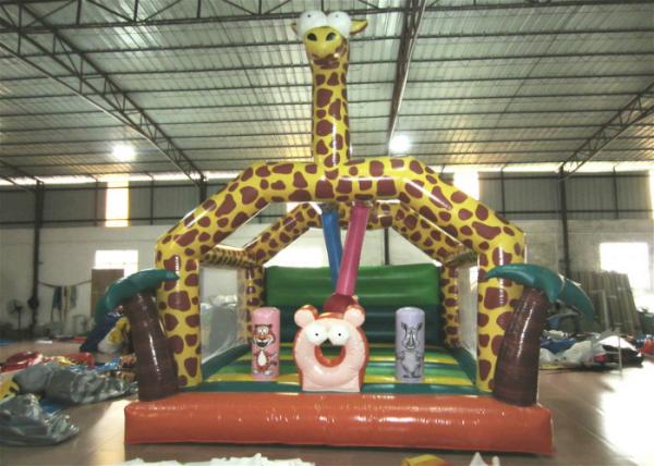 Quality Amusement Park Custom Made Inflatables Giraffe Bounce Combo Enviroment - Friendly for sale
