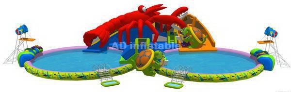 Inflatable water slide and trampoline aqua fun inflatable water park