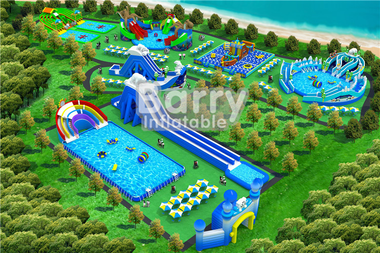 Free Design Mobile Inflatable Water Park Equipment / Big Water Slides