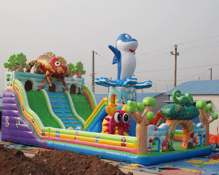 Widely used commercial cheap popular chameleon design inflatable bouncers for sale
