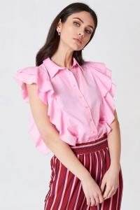 Wholesale Lady Clothing Pink Frill Women Shirt from china suppliers