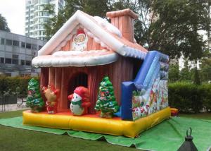 China Cuatomized 0.55mm PVC Merry Christmas Inflatable Santa Claus Bouncy Castle For Kids Play on sale
