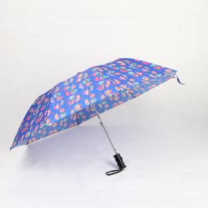 Designer Purple Two Fold Umbrella Full Color Auto Magic Printing Zinc Plating Metal Pole