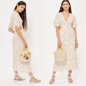Wholesale Summer Boho Style V neck Sexy Dress Floral Dress Long Midi from china suppliers
