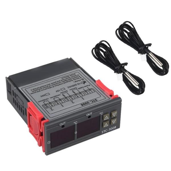 STC-3008 12V 24V 220V Dual Digital Temperature Controller Two Relay Output
