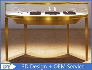 China Curve Shape Jewellery Shop Display Counters With Glass Light For Shopping Mall on sale