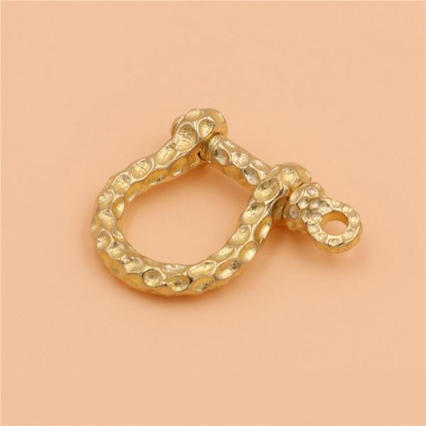 Solid brass D bow shackle key chain ring Fob clip connecting hook Leather craft DIY accessories