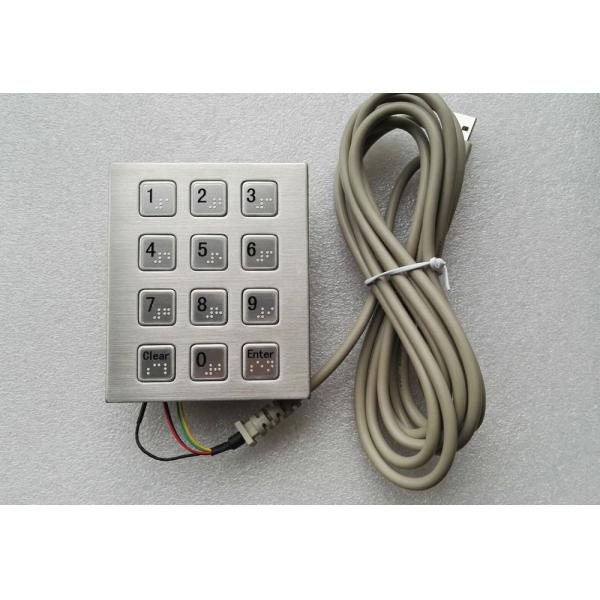 USB Braille Symbol Metal Keypad Panel Mount With 4 x 3 Keys / Metal Dots