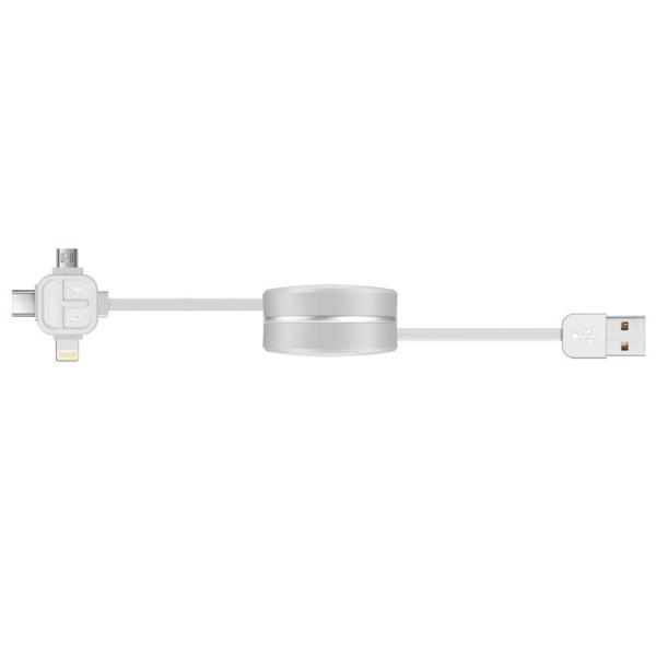 Micro USB TYPE-C iPhone 3 in 1 rounded Retractable Fast Charging USB Data Cable for android and iPhone7 8