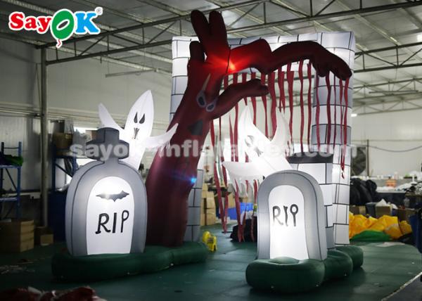 Durable 5*4m Inflatable Holiday Decorations Halloween Entrance Archway With LED Lights